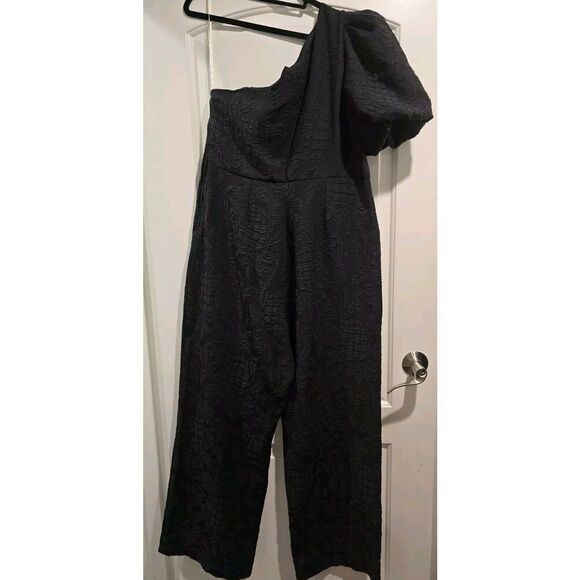 Lilly Pulitzer Brialyn One-Shoulder Jumpsuit 14 Onyx Black Jacquard $248 EUC‎ - Picture 11 of 16
